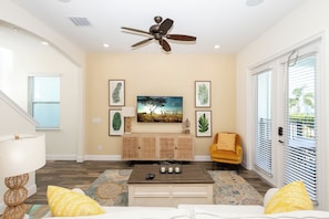 Cozy and spacious living area with Smart TV