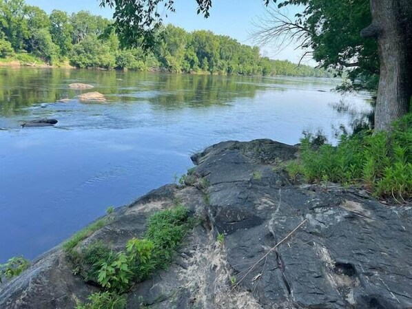 A short hike gets you right to the bank of the James River.