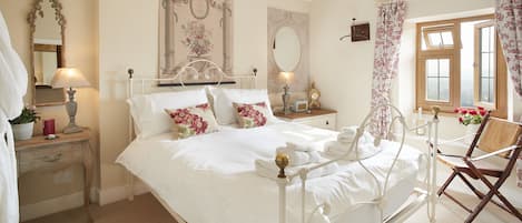 First floor:  The bedroom with a 5' king-size bed and rear views of the stunning countryside and deer park