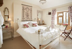 First floor:  The bedroom with a 5' king-size bed and rear views of the stunning countryside and deer park
