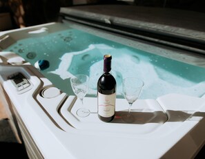 Warm up in our 8-person hot tub!