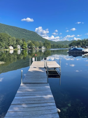 Dock just steps from back deck of house