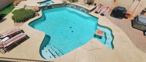 Stay cool in style at this tropical lake view Paradise Home while playing in Lake Havasu!