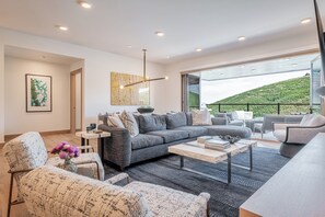 Living room with mountain views