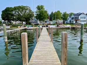 Our 100' dock looking back towards our home.