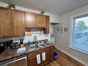 Enjoy all of the conveniences of home! Nice spices, knives, cooking utensils.