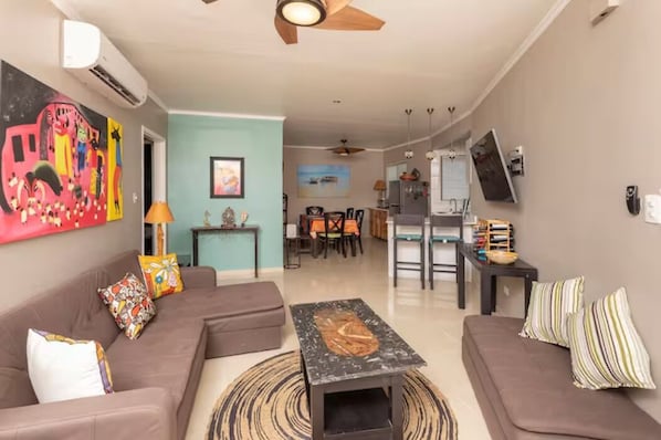 Living room with a sofa bed for 2 people