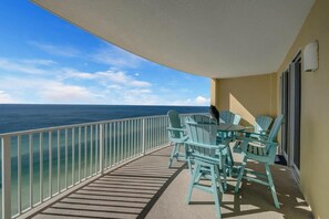 Enjoy ocean views from the balcony.