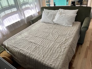 Lay-Z-Boy couch pulls out to a queen bed with Tempur-pedic mattress.  