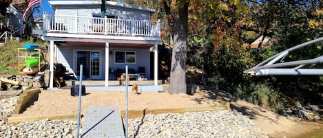 Private sand beach and decks