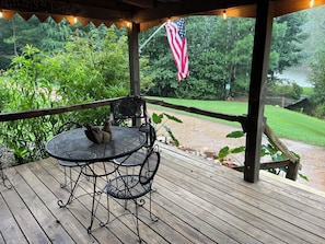 Enjoy lake view meals under the fan on the front porch.