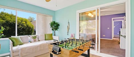 Entertain your group in the game room featuring foosball!
