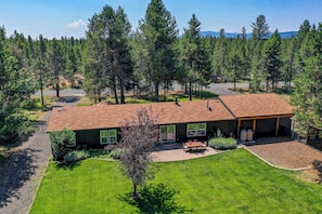 Aerial view of the backyard