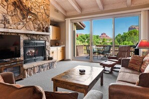 Living area with lots of natural light-Electric Fireplace