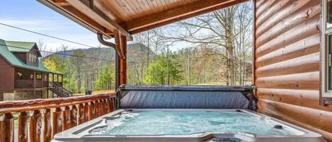 Relax in the hot tub after a fun day of adventure.