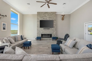 80in smart tv with electric fireplace