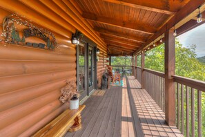 You will love the large wraparound decks!   Beautiful local handmade cedar bench