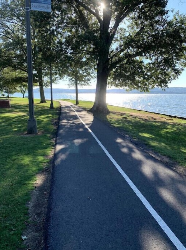 Sunset Drive Walking Trail, one of many walking trails along the lake, in town. 