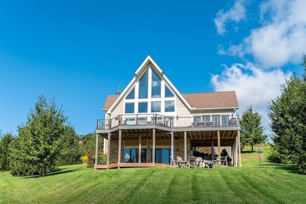 Back of house with 2 large decks and a fabulous view!