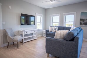 Living room, views from every window