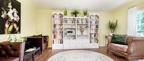 Curl up in one of these comfy chairs and a grab a book from the library.