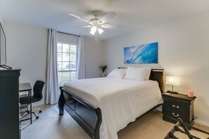 Stay at the best Airbnb in  Ocean Springs! All bedrooms are equipped with a 40" Vizio Smart TV, storage space, a body mirror, luggage rack, and a closet with hangers. Each additional bedroom features a Queen-size Serta pillowtop mattress and Serta pillows for ultimate comfort.