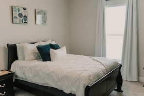 Each additional bedroom in the house is of equal size and comfort. Queen size sleigh beds deliver a great sleep on our Serta pillowtop beds with breathable linens. 