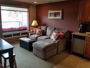 Cozy Living Room with Pull Out Queen Bed - memory foam