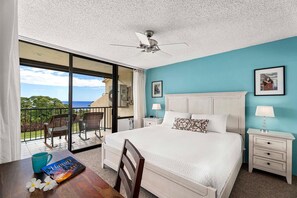 Primary bedroom with King bed, Ceiling Fan