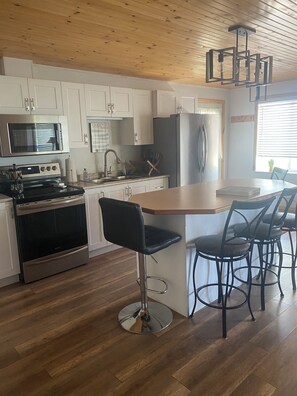 USB charger and electrical outlets under the counter