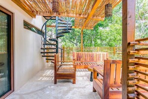 The private terrace & staircase that takes you up to your private roof lounge