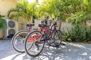 You have use of the 2 bikes, included in the rental!
