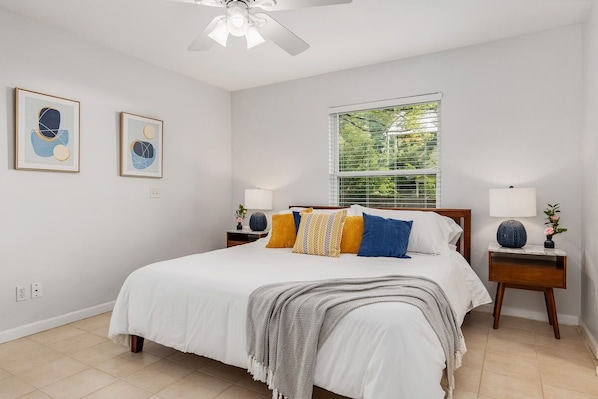 King size bed in master bedroom