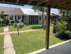 View from the Front Patio to the walkway and other cottages