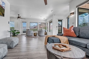 Living Room with Smart TV, Sectional Seating and Electric Fireplace