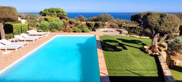 Pool surrounded by green