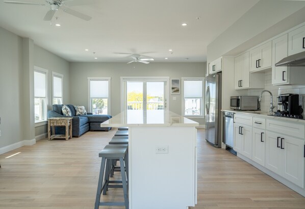 Open concept kitchen and living room 