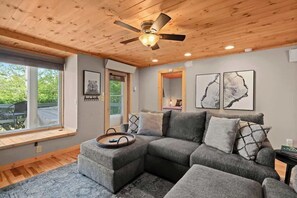 Indulge in comfort and sophistication in this chic living room retreat.