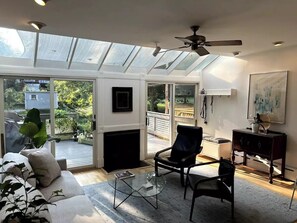 Spacious family room with lots of natural light.