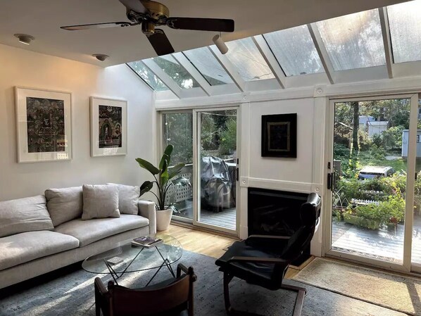 Spacious family room with lots of natural light.