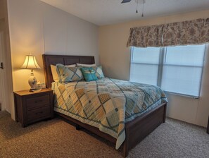 Comfy bed, Roku TV, and direct access to large full bathroom.