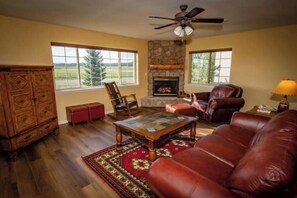 Great Room with gas Fireplace and ample seating.