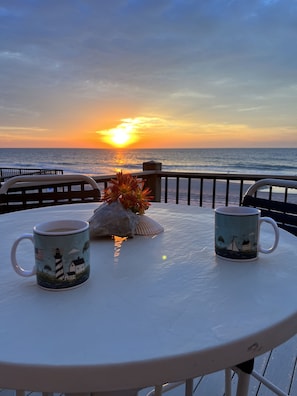 Coffee at sunrise right out your door!
