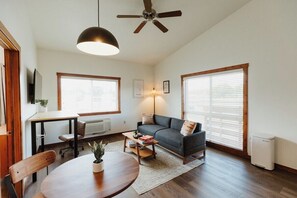 [Living area] Our vaulted ceilings create a spacious environment for relaxing after long days of exploring.