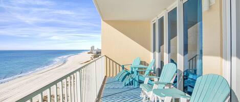 Oversized balcony will be your favorite spot.  Watch for dolphins and pelicans!