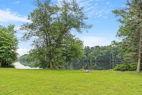 Our backyard is river front on the Merrimack River.