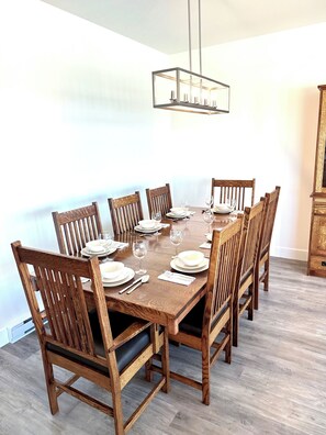 Dining table seats 8. 