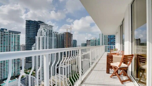 Private balcony with outdoor furniture