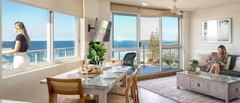 Incredible views from the living, kitchen and dining rooms of this unit