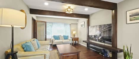 Family Room with front garden view and back mountain view